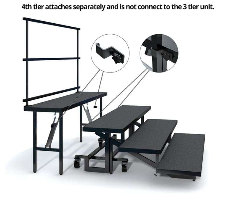 Folding Thread Risers 4-TIER STRAIGHT FOLDING CHORAL RISER INDUSTRIAL FINISH